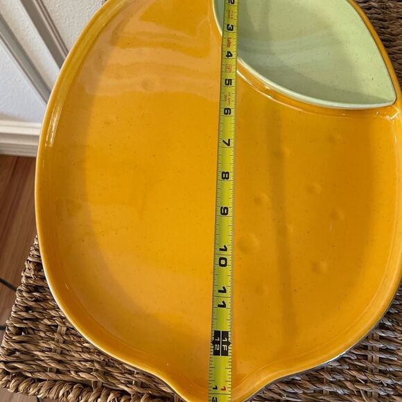 Bamboo Melamine Lemon Plate Green Leaf Side Dish & Lemon Weighted Tablecloth set - Picture 10 of 13